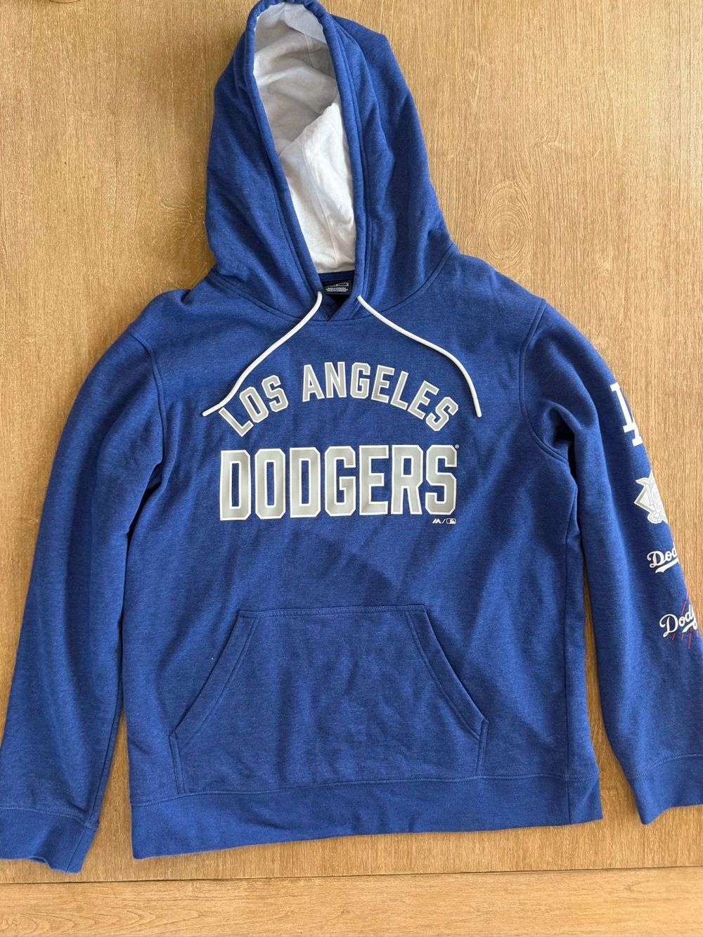 Majestic Los Angeles Dodgers MLB Hoodie Men’s Large Blue Logo Sleeve Graphics